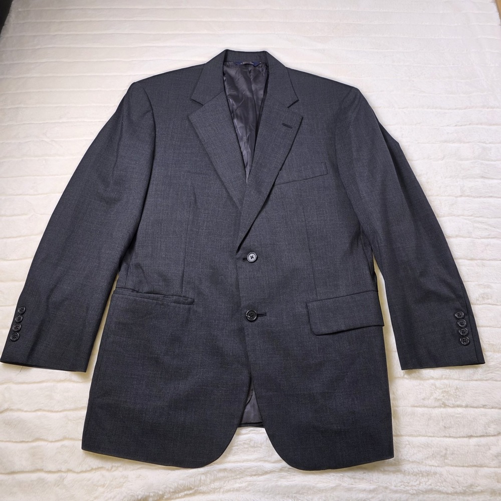 Vintage Brooks Brothers Suit Jacket Mens 40S Charcoal Gray 100% Wool Blazer